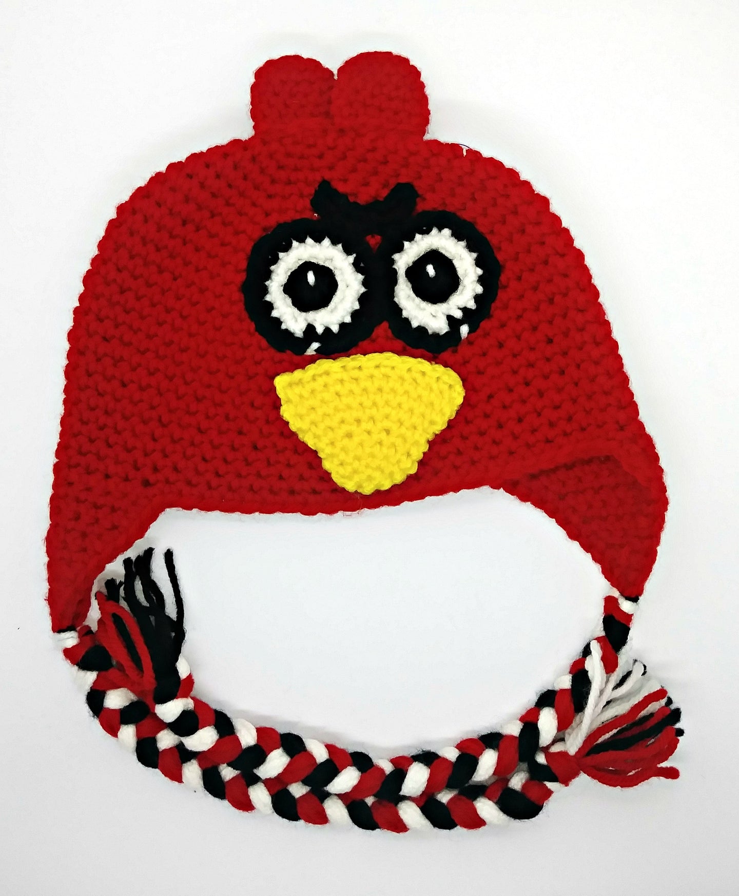 Cardinal Upset Bird Character Winter Braided Hat Baby Toddler Size