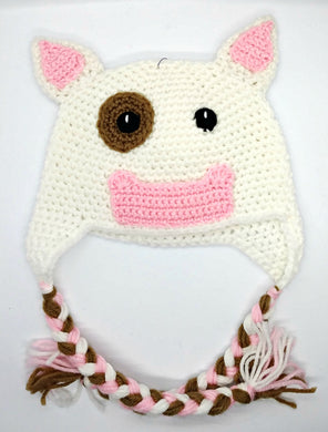 Cow Character Winter Braided Hat Baby Toddler Size