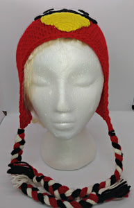 Cardinal Upset Bird Character Winter Braided Hat Teen Adult Size