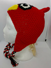 Load image into Gallery viewer, Cardinal Upset Bird Character Winter Braided Hat Child Teen Size