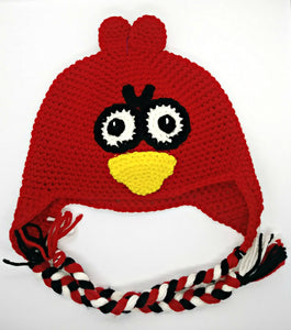 Cardinal Upset Bird Character Winter Braided Hat Child Teen Size