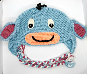 Depressed Donkey Character Winter Braided Hat Teen Adult Size