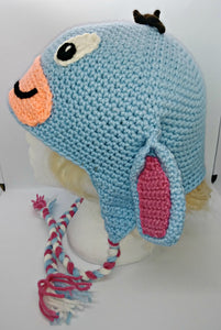 Depressed Donkey Character Winter Braided Hat Teen Adult Size