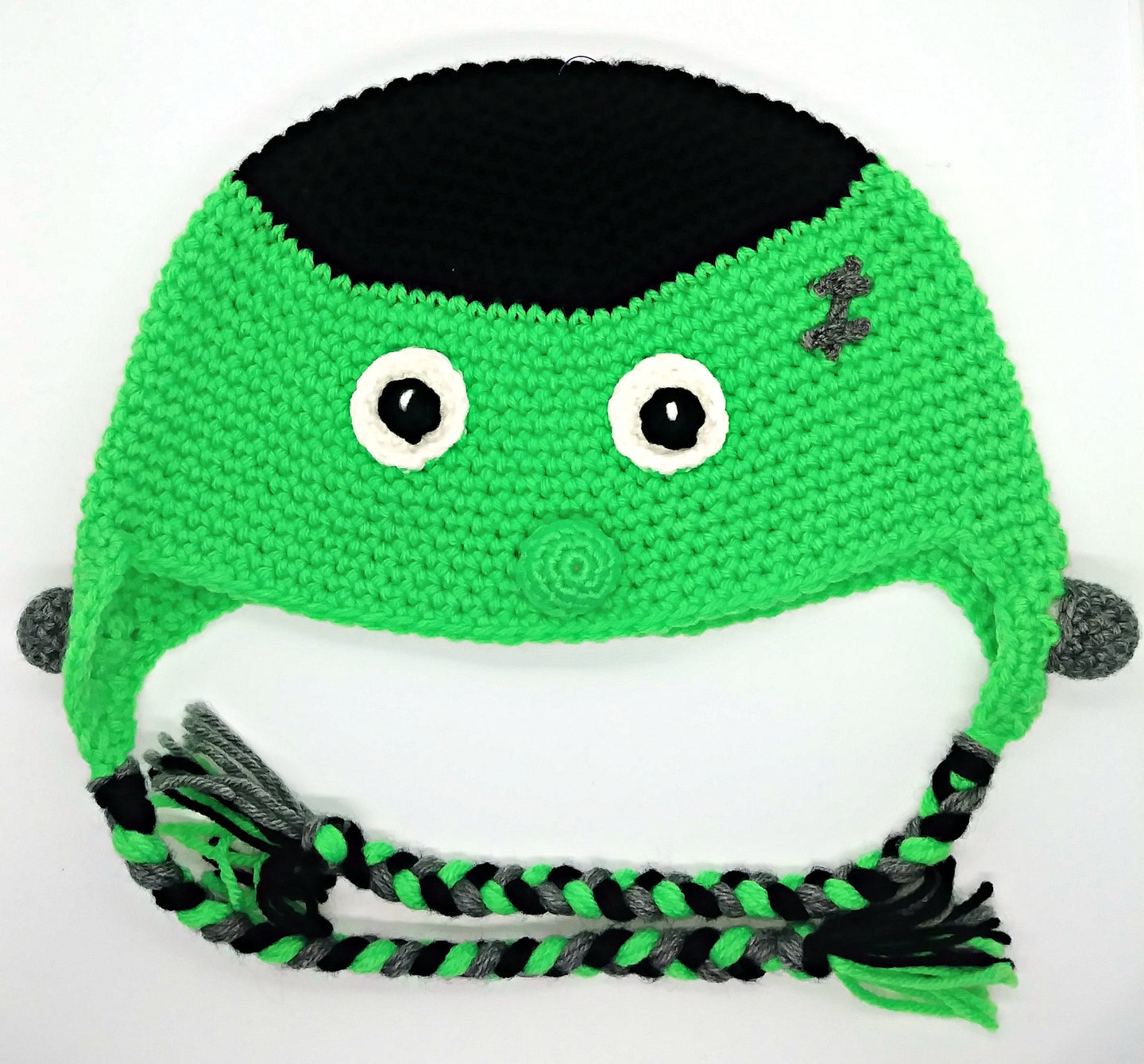 Halloween Frankie Character Winter Braided Hat Child Teen Size