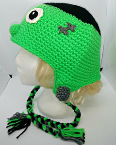 Halloween Frankie Character Winter Braided Hat Teen Adult Size