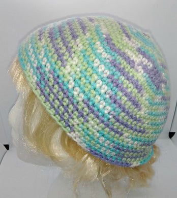 Aqua White & Mint Green Basic Beanie Teen Ladies Winter Hat