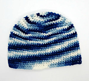 Blue Variegated Basic Winter Beanie Hat Ladies Teen