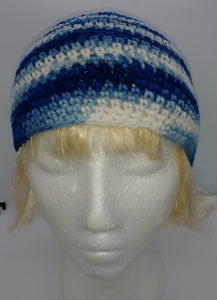 Blue Variegated Basic Winter Beanie Hat Ladies Teen