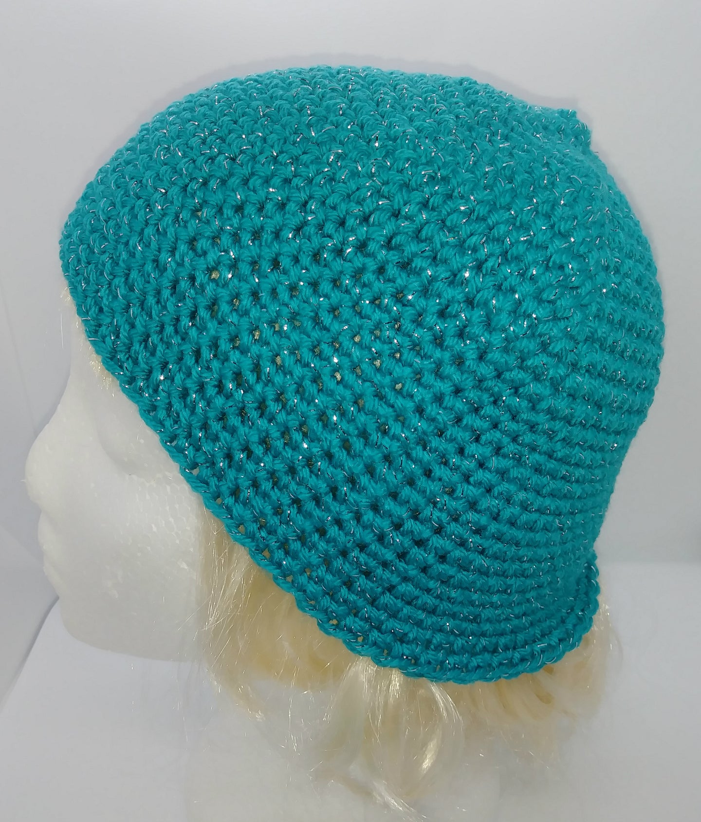 Teal Glitter Basic Winter Beanie Ladies Teen Hat