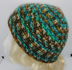 Browns & Teal Basic Winter Beanie Ladies Unisex