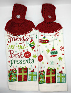 Friends Are The Best Presents Ornaments Christmas Hanging Kitchen Towel Set