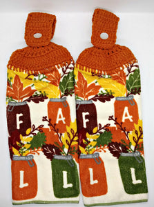 Microfiber Fall Leaves Mason Jars Hanging Kitchen Towel Set