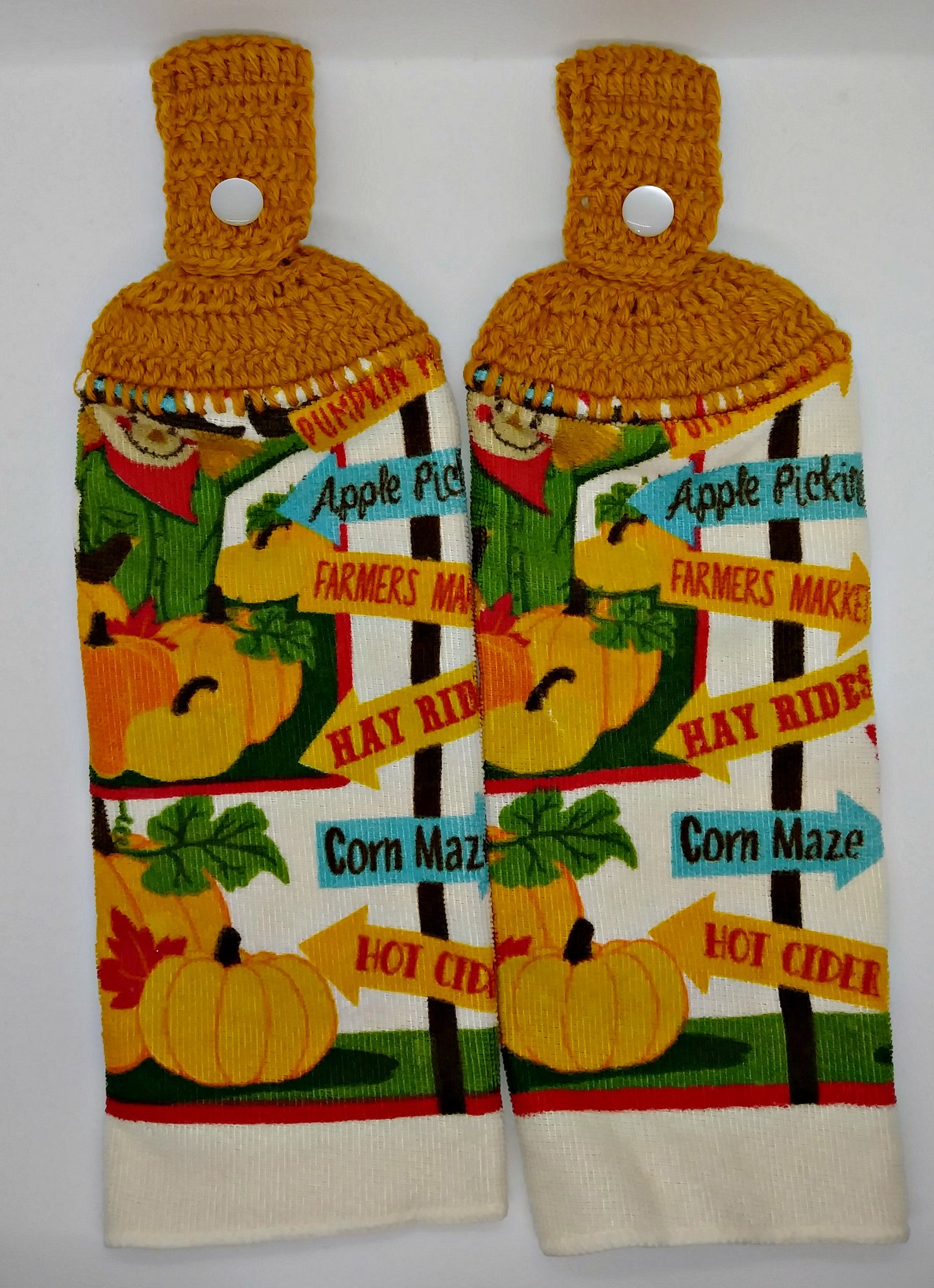 Microfiber Scarecrow & Pumpkin Fall Hanging Kitchen Towel Set