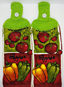 Tomatoes & Peppers Vegetables Hanging Kitchen Towel Set