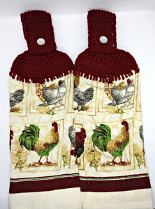 Country Roosters Hanging Kitchen Towel Set