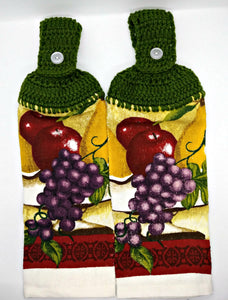 Fruit Apples Grapes Hanging Kitchen Towel Set