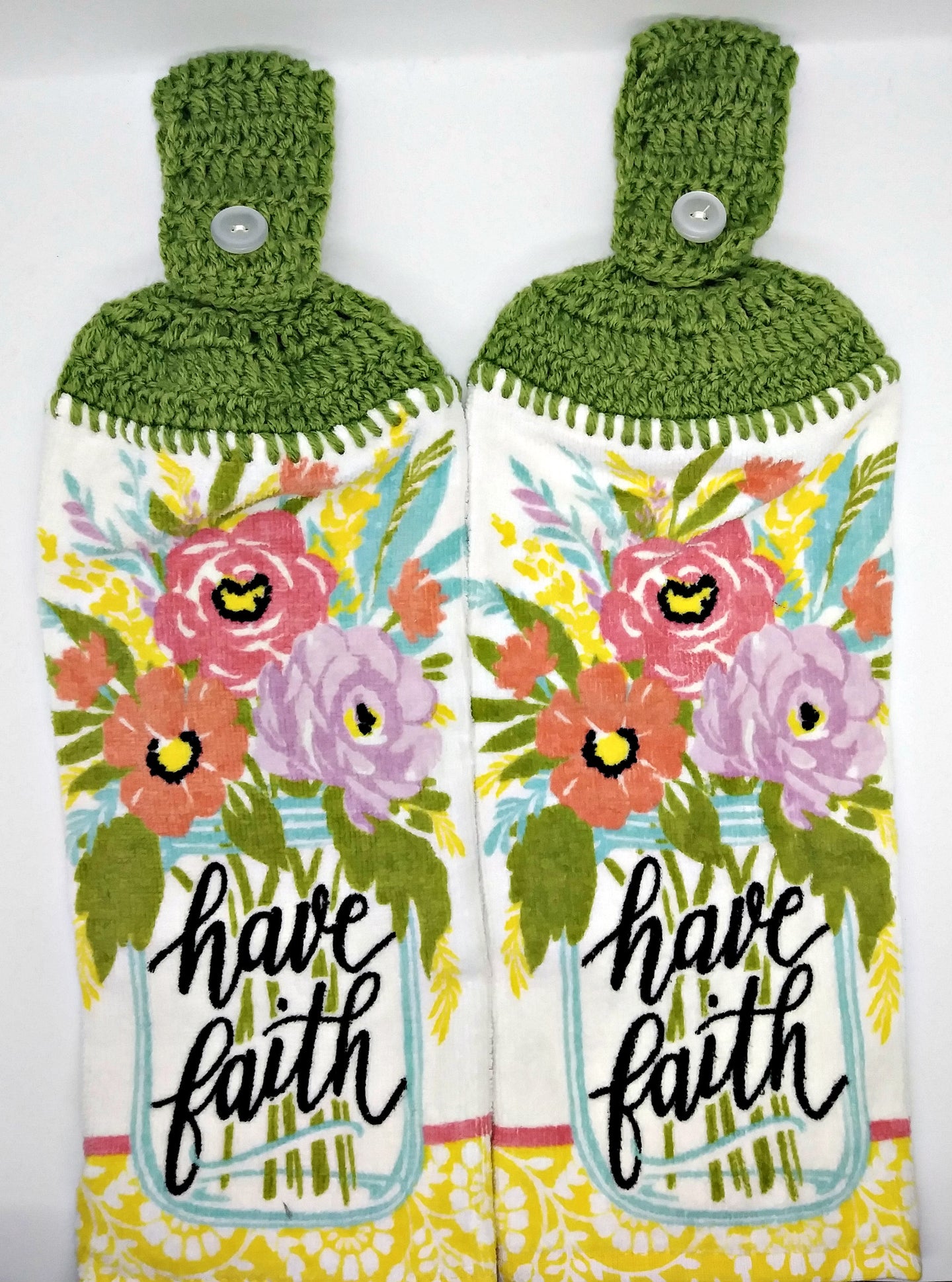 Have Faith Floral Flowers Mason Jar Hanging Kitchen Towel Set
