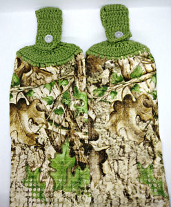 Camouflage Leaves Woven Hanging Kitchen Towel Set