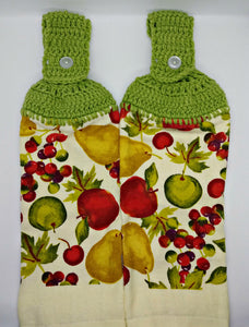 Apples Pears Grape Fruit  Hanging Kitchen Towel Set
