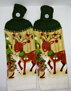 Christmas Reindeer Hanging Kitchen Towel Set