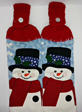 Adorable Winter Snowman Hanging Kitchen Towel Set