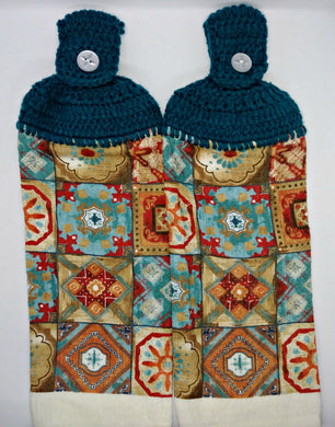 Pretty Mosaic Tile Hanging Kitchen Towel Set