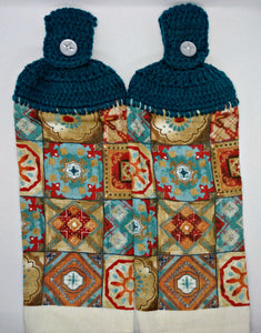 Pretty Mosaic Tile Hanging Kitchen Towel Set