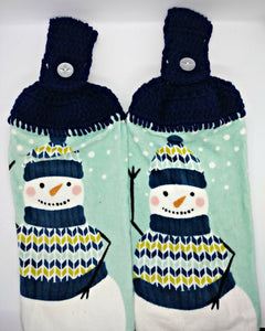 Winter Snowman Hanging Kitchen Towel Set