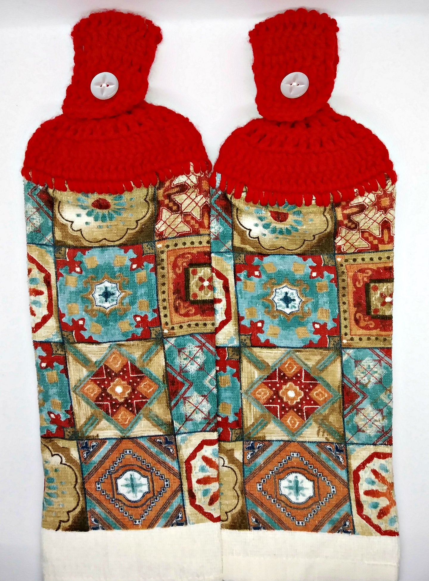 Pretty Mosaic Tile Hanging Kitchen Towel Set