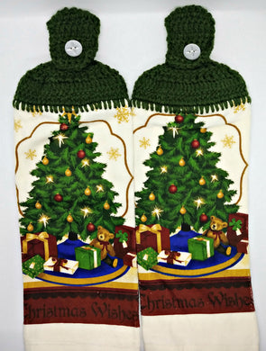 Decorated Christmas Tree & Presents Hanging Kitchen Towel Set