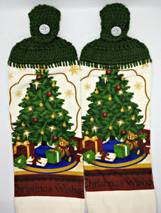 Decorated Christmas Tree & Presents Hanging Kitchen Towel Set