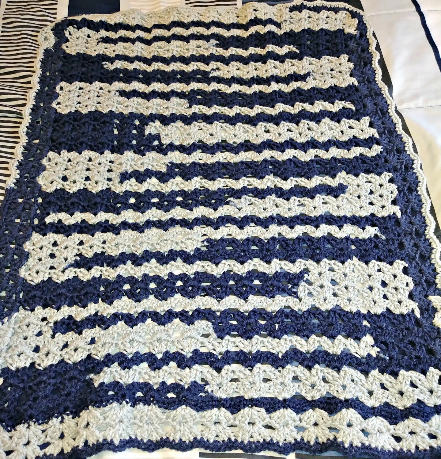Team Spirit Navy & Gray Baby Blanket 24