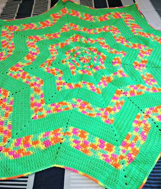 12 pt. Star Ripple Neon Green Baby Blanket 46