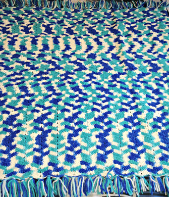 White & Blues Ripple Baby Blanket 34