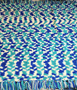 White & Blues Ripple Baby Blanket 34"x34"