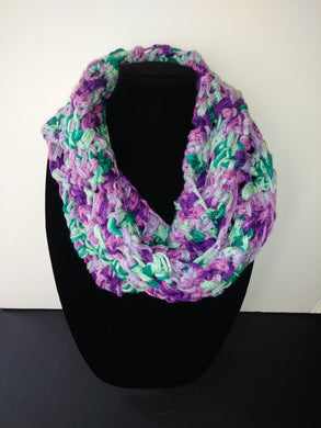 Fantasy Pink Purples & Green Teal Winter Infinity Scarf Cowl