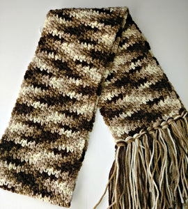 Browns Variegated Winter Unisex Scarf with Fringe