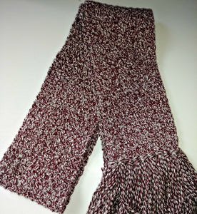 Red & White Variegated Winter Unisex Scarf with Fringe