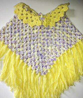 Baby Girls Poncho Size 24 Months Lavender & Yellow