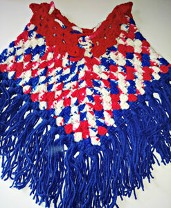 Baby Girls Poncho Size 24 Months Red White Blue Patriotic