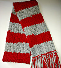 Load image into Gallery viewer, Red &amp; Silver Team Spirit Variegated Winter Scarf with Fringe Unisex