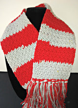 Load image into Gallery viewer, Red &amp; Silver Team Spirit Variegated Winter Scarf with Fringe Unisex