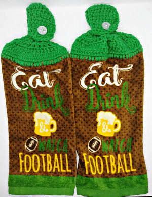 Eat Drink Watch Football Hanging Kitchen Towel Set