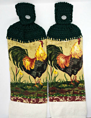 Country Rooster Hanging Kitchen Towel Set