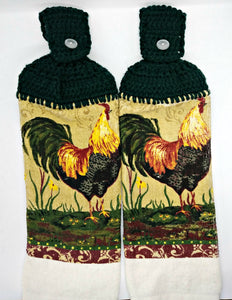Country Rooster Hanging Kitchen Towel Set