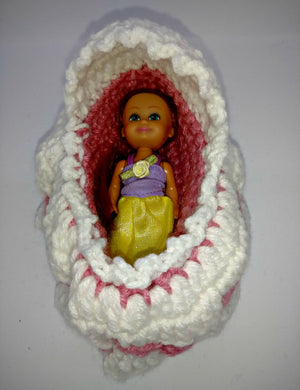 Little Girl's Bassinette Purse With Doll