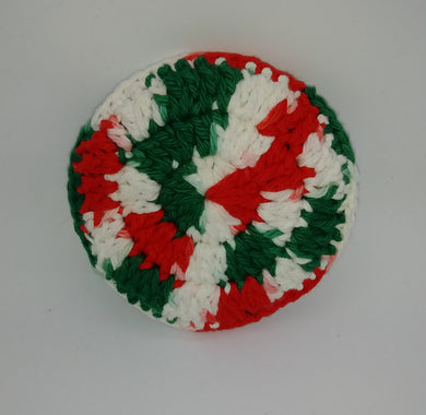 Christmas Colors & Dark Hunter Green Cotton & Nylon Dish Scrubbies