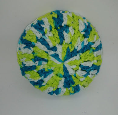 Lime Green White Teal Cotton & Nylon Dish Scrubbies