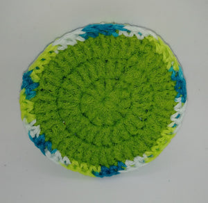 Lime Green White Teal Cotton & Nylon Dish Scrubbies