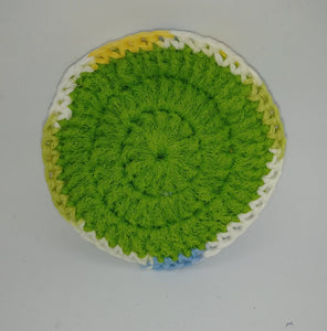 Lime Green Yellow Blue & White Cotton & Nylon Dish Scrubbies